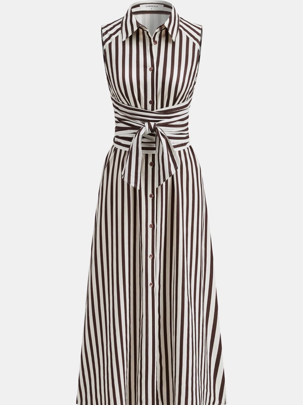 Sleeveless Striped Tie Waist Maxi Dress